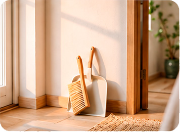 Wooden Broom & Dustpan